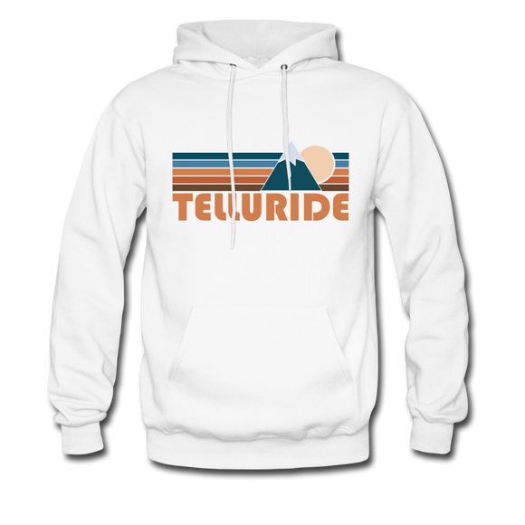 Telluride, Colorado Hoodie - Retro Mountain Telluride Crewneck Hooded Sweatshirt - white