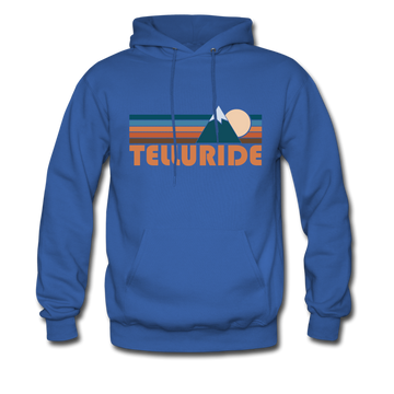 Telluride, Colorado Hoodie - Retro Mountain Telluride Crewneck Hooded Sweatshirt - royal blue