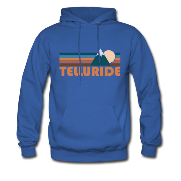 Telluride, Colorado Hoodie - Retro Mountain Telluride Crewneck Hooded Sweatshirt - royal blue