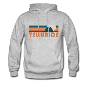 Telluride, Colorado Hoodie - Retro Mountain Telluride Crewneck Hooded Sweatshirt - heather gray