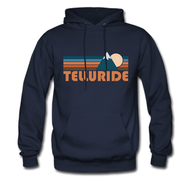 Telluride, Colorado Hoodie - Retro Mountain Telluride Crewneck Hooded Sweatshirt - navy