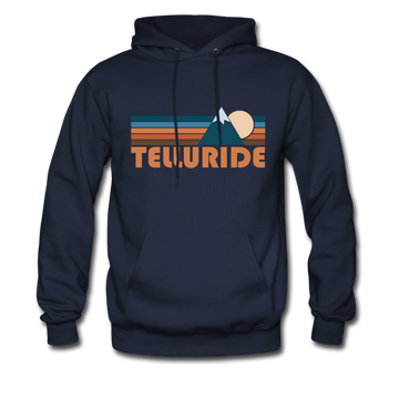 Telluride, Colorado Hoodie - Retro Mountain Telluride Crewneck Hooded Sweatshirt - navy