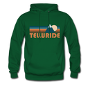 Telluride, Colorado Hoodie - Retro Mountain Telluride Crewneck Hooded Sweatshirt - forest green