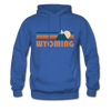 Wyoming Hoodie - Retro Mountain Wyoming Crewneck Hooded Sweatshirt - royal blue