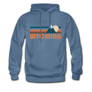 Wyoming Hoodie - Retro Mountain Wyoming Crewneck Hooded Sweatshirt - denim blue