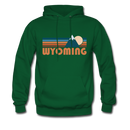 Wyoming Hoodie - Retro Mountain Wyoming Crewneck Hooded Sweatshirt - forest green