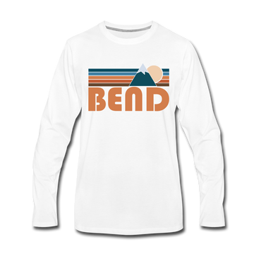 Bend, Oregon Long Sleeve T-Shirt - Retro Mountain Unisex Bend Long Sleeve Shirt - white