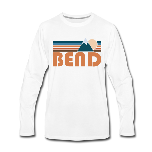 Bend, Oregon Long Sleeve T-Shirt - Retro Mountain Unisex Bend Long Sleeve Shirt - white