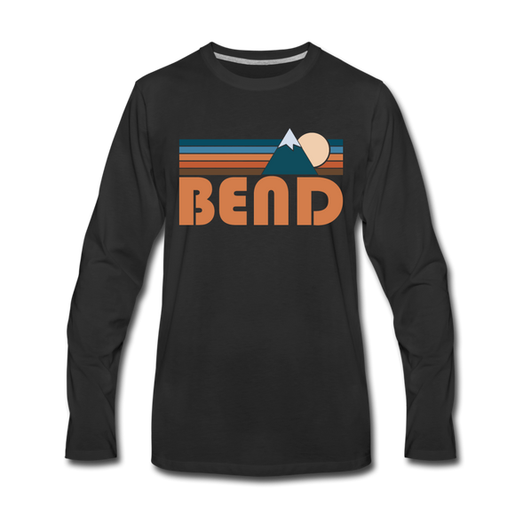 Bend, Oregon Long Sleeve T-Shirt - Retro Mountain Unisex Bend Long Sleeve Shirt - black
