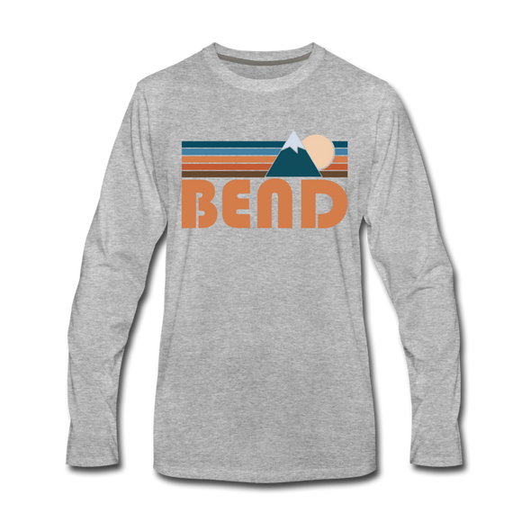 Bend, Oregon Long Sleeve T-Shirt - Retro Mountain Unisex Bend Long Sleeve Shirt - heather gray