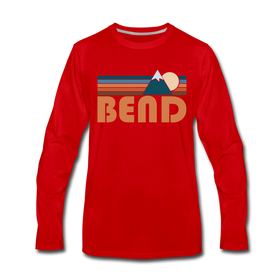 Bend, Oregon Long Sleeve T-Shirt - Retro Mountain Unisex Bend Long Sleeve Shirt - red