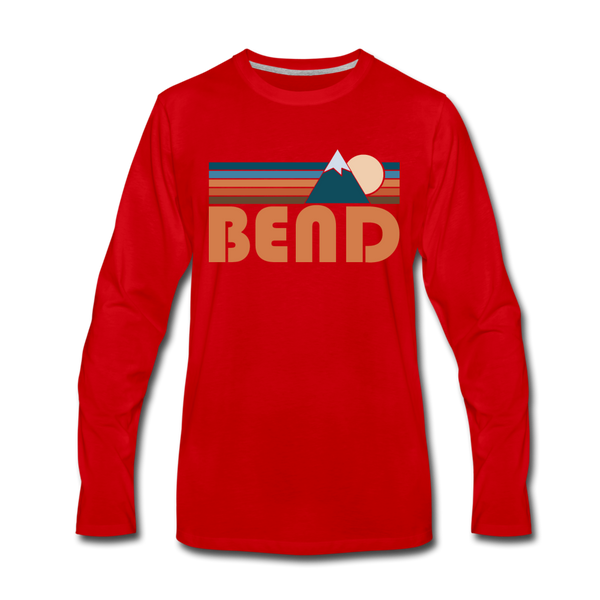 Bend, Oregon Long Sleeve T-Shirt - Retro Mountain Unisex Bend Long Sleeve Shirt - red