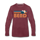 Bend, Oregon Long Sleeve T-Shirt - Retro Mountain Unisex Bend Long Sleeve Shirt - heather burgundy