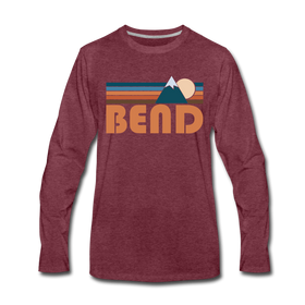 Bend, Oregon Long Sleeve T-Shirt - Retro Mountain Unisex Bend Long Sleeve Shirt - heather burgundy