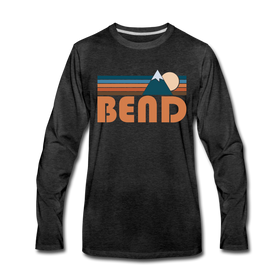 Bend, Oregon Long Sleeve T-Shirt - Retro Mountain Unisex Bend Long Sleeve Shirt - charcoal gray