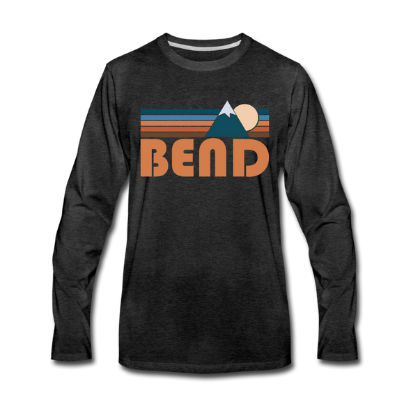 Bend, Oregon Long Sleeve T-Shirt - Retro Mountain Unisex Bend Long Sleeve Shirt - charcoal gray
