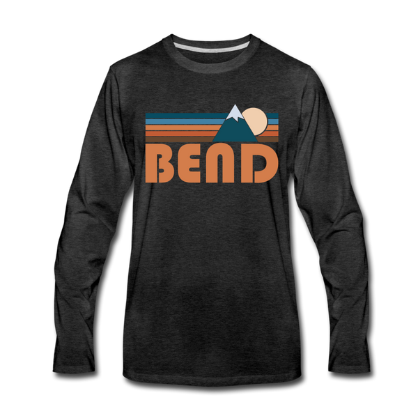 Bend, Oregon Long Sleeve T-Shirt - Retro Mountain Unisex Bend Long Sleeve Shirt - charcoal gray