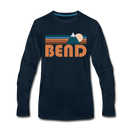 Bend, Oregon Long Sleeve T-Shirt - Retro Mountain Unisex Bend Long Sleeve Shirt - deep navy
