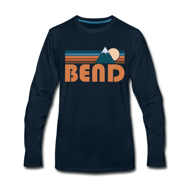 Bend, Oregon Long Sleeve T-Shirt - Retro Mountain Unisex Bend Long Sleeve Shirt - deep navy