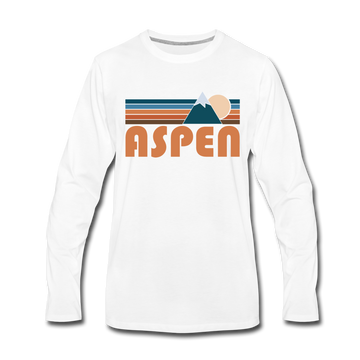 Aspen, Colorado Long Sleeve T-Shirt - Retro Mountain Unisex Aspen Long Sleeve Shirt - white