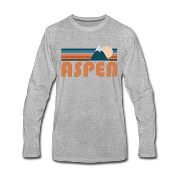 Aspen, Colorado Long Sleeve T-Shirt - Retro Mountain Unisex Aspen Long Sleeve Shirt - heather gray