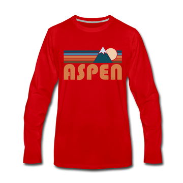 Aspen, Colorado Long Sleeve T-Shirt - Retro Mountain Unisex Aspen Long Sleeve Shirt - red