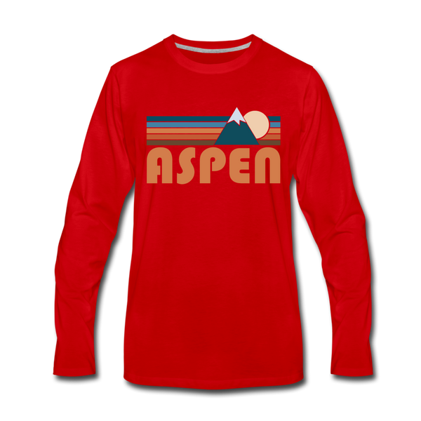 Aspen, Colorado Long Sleeve T-Shirt - Retro Mountain Unisex Aspen Long Sleeve Shirt - red
