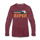 Aspen, Colorado Long Sleeve T-Shirt - Retro Mountain Unisex Aspen Long Sleeve Shirt - heather burgundy