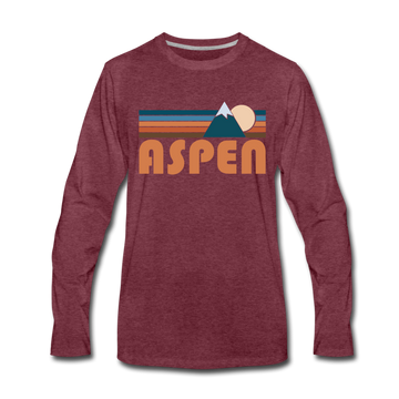 Aspen, Colorado Long Sleeve T-Shirt - Retro Mountain Unisex Aspen Long Sleeve Shirt - heather burgundy