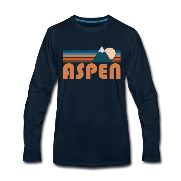 Aspen, Colorado Long Sleeve T-Shirt - Retro Mountain Unisex Aspen Long Sleeve Shirt - deep navy