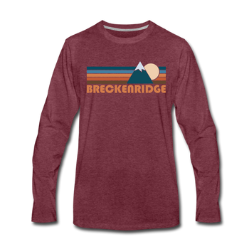 Breckenridge, Colorado Long Sleeve T-Shirt - Retro Mountain Unisex Breckenridge Long Sleeve Shirt - heather burgundy