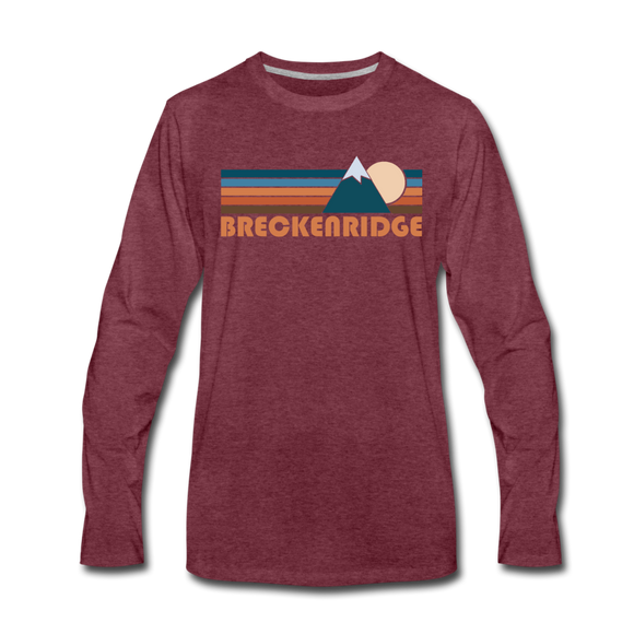 Breckenridge, Colorado Long Sleeve T-Shirt - Retro Mountain Unisex Breckenridge Long Sleeve Shirt - heather burgundy