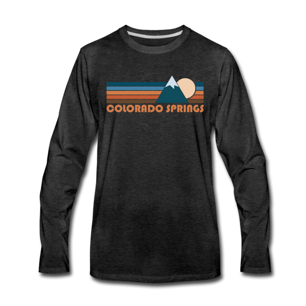 Colorado Springs, Colorado Long Sleeve T-Shirt - Retro Mountain Unisex Colorado Springs Long Sleeve Shirt - charcoal gray