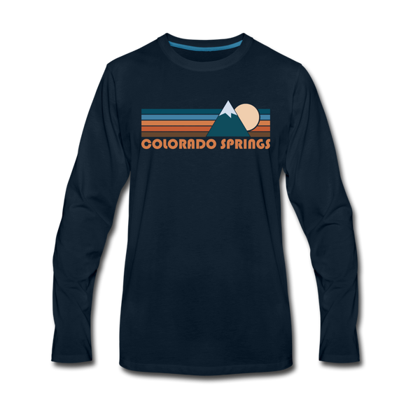Colorado Springs, Colorado Long Sleeve T-Shirt - Retro Mountain Unisex Colorado Springs Long Sleeve Shirt - deep navy