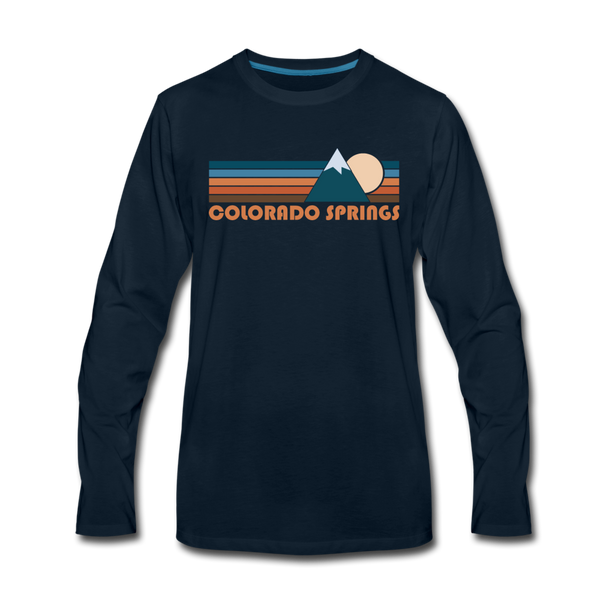 Colorado Springs, Colorado Long Sleeve T-Shirt - Retro Mountain Unisex Colorado Springs Long Sleeve Shirt - deep navy
