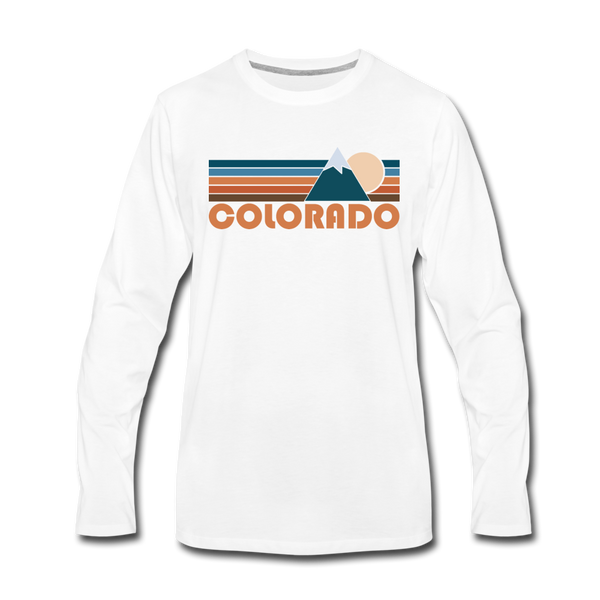 Colorado Long Sleeve T-Shirt - Retro Mountain Unisex Colorado Long Sleeve Shirt - white