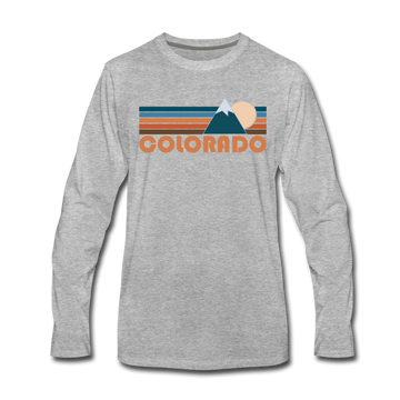 Colorado Long Sleeve T-Shirt - Retro Mountain Unisex Colorado Long Sleeve Shirt - heather gray