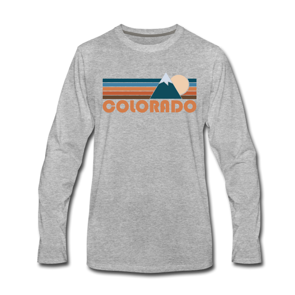 Colorado Long Sleeve T-Shirt - Retro Mountain Unisex Colorado Long Sleeve Shirt - heather gray
