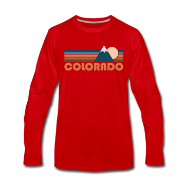 Colorado Long Sleeve T-Shirt - Retro Mountain Unisex Colorado Long Sleeve Shirt - red