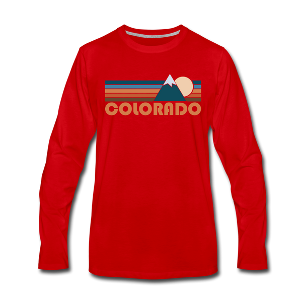 Colorado Long Sleeve T-Shirt - Retro Mountain Unisex Colorado Long Sleeve Shirt - red