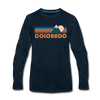 Colorado Long Sleeve T-Shirt - Retro Mountain Unisex Colorado Long Sleeve Shirt - deep navy