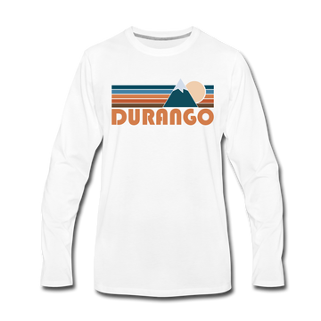 Durango, Colorado Long Sleeve T-Shirt - Retro Mountain Unisex Durango Long Sleeve Shirt - white