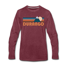 Durango, Colorado Long Sleeve T-Shirt - Retro Mountain Unisex Durango Long Sleeve Shirt - heather burgundy