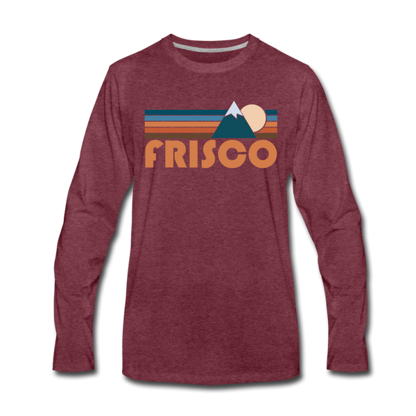Frisco, Colorado Long Sleeve T-Shirt - Retro Mountain Unisex Frisco Long Sleeve Shirt - heather burgundy