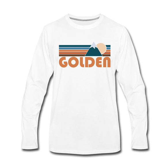 Golden, Colorado Long Sleeve T-Shirt - Retro Mountain Unisex Golden Long Sleeve Shirt - white