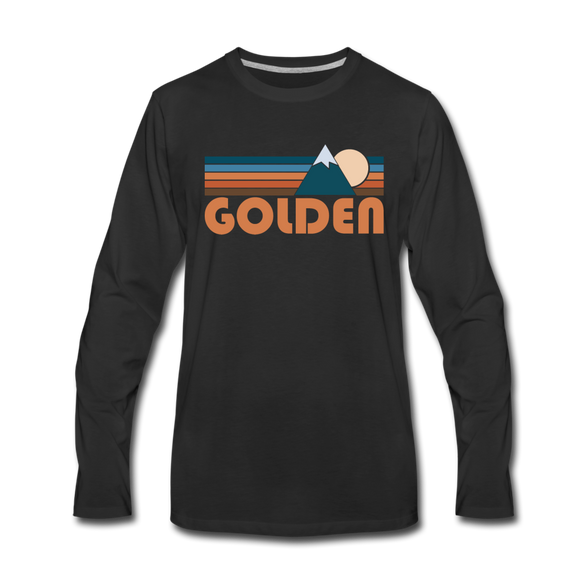 Golden, Colorado Long Sleeve T-Shirt - Retro Mountain Unisex Golden Long Sleeve Shirt - black