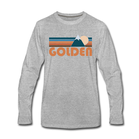 Golden, Colorado Long Sleeve T-Shirt - Retro Mountain Unisex Golden Long Sleeve Shirt - heather gray
