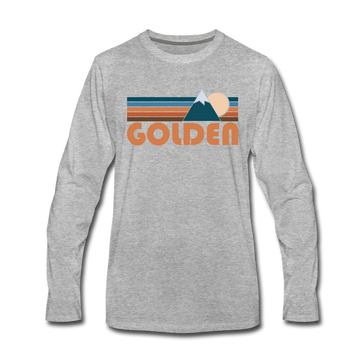 Golden, Colorado Long Sleeve T-Shirt - Retro Mountain Unisex Golden Long Sleeve Shirt - heather gray