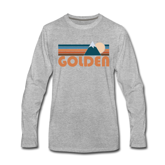 Golden, Colorado Long Sleeve T-Shirt - Retro Mountain Unisex Golden Long Sleeve Shirt - heather gray