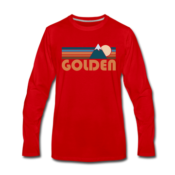 Golden, Colorado Long Sleeve T-Shirt - Retro Mountain Unisex Golden Long Sleeve Shirt - red